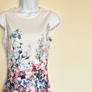 NWOT White Floral Form-Fitting Sleeveless Dress